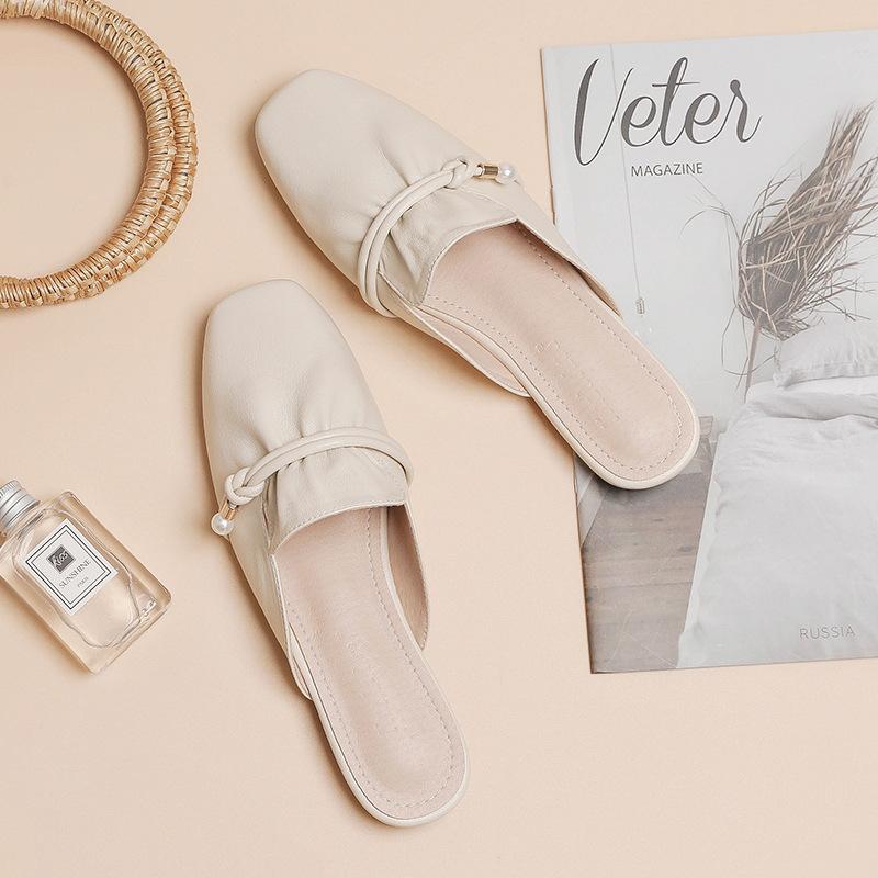 Summer baotou half slippers women's summer heelless flat bottom wear soft