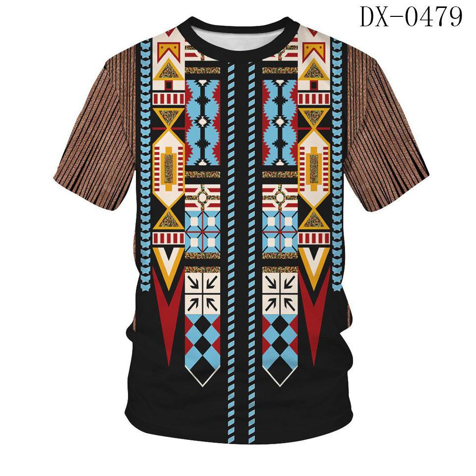 

Летняя новая футболка с коротким рукавом и 3D цифровой печатью в стиле коренных американцев для мужчин, повседневная, с круглым вырезом 4XL