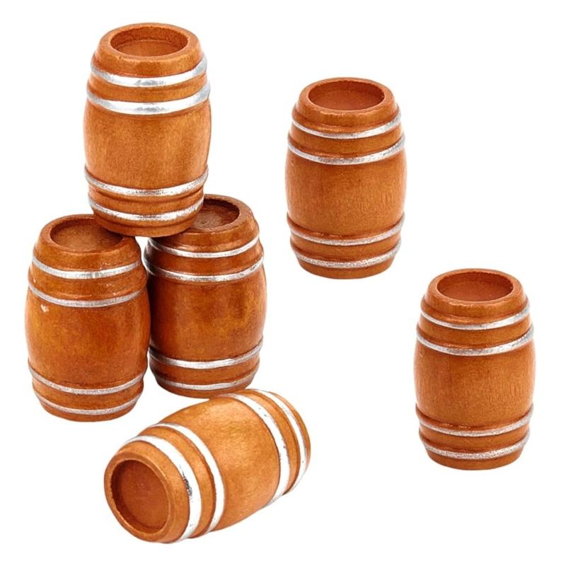 Mini Wooden Beer Barrels for Dollhouses Bar Scene Decoration Beer Festivals and Party Setting Natural Wood