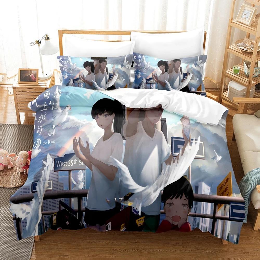 Nach dem Regen Bettwäsche Set Einzelbett Twin Full Queen King Size Bettset Erwachsene Kind Schlafzimmer Bettdeckenbezug Sets 3D Druck Anime Bettlaken