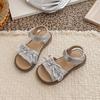Girls' Open-toe sandals2026Summer New Pearl Princess Sandals with Lace Trim and Cute Little Bow