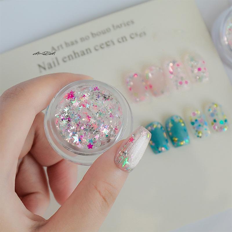 1Box Colorful Star Sequin Nail Art Glitter Powder Ultrathin Aurora Sparkle Magic Mirror Manicure Tools for Decorations