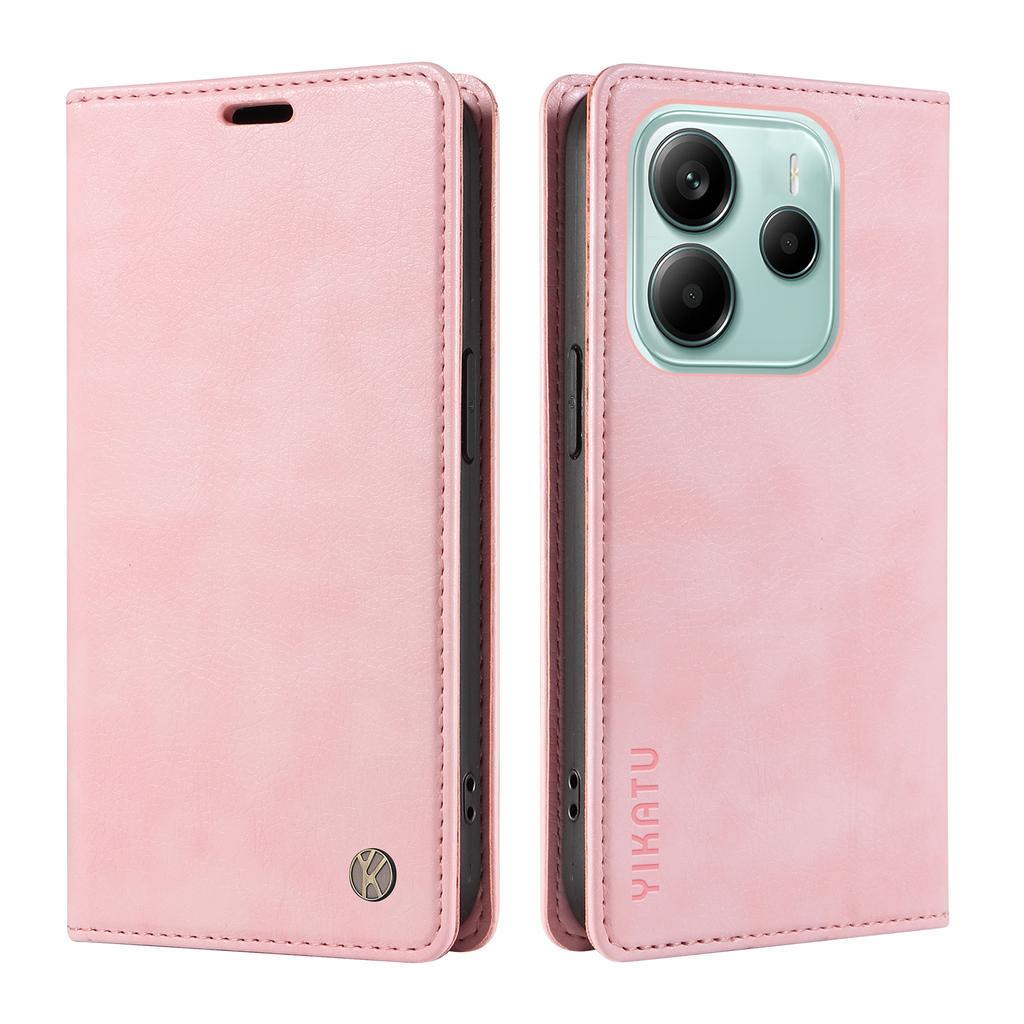 YIKATU YK-006 For Xiaomi Redmi Note 14 5G Case Magnetic Closure Leather Phone Cover Litchi Texture