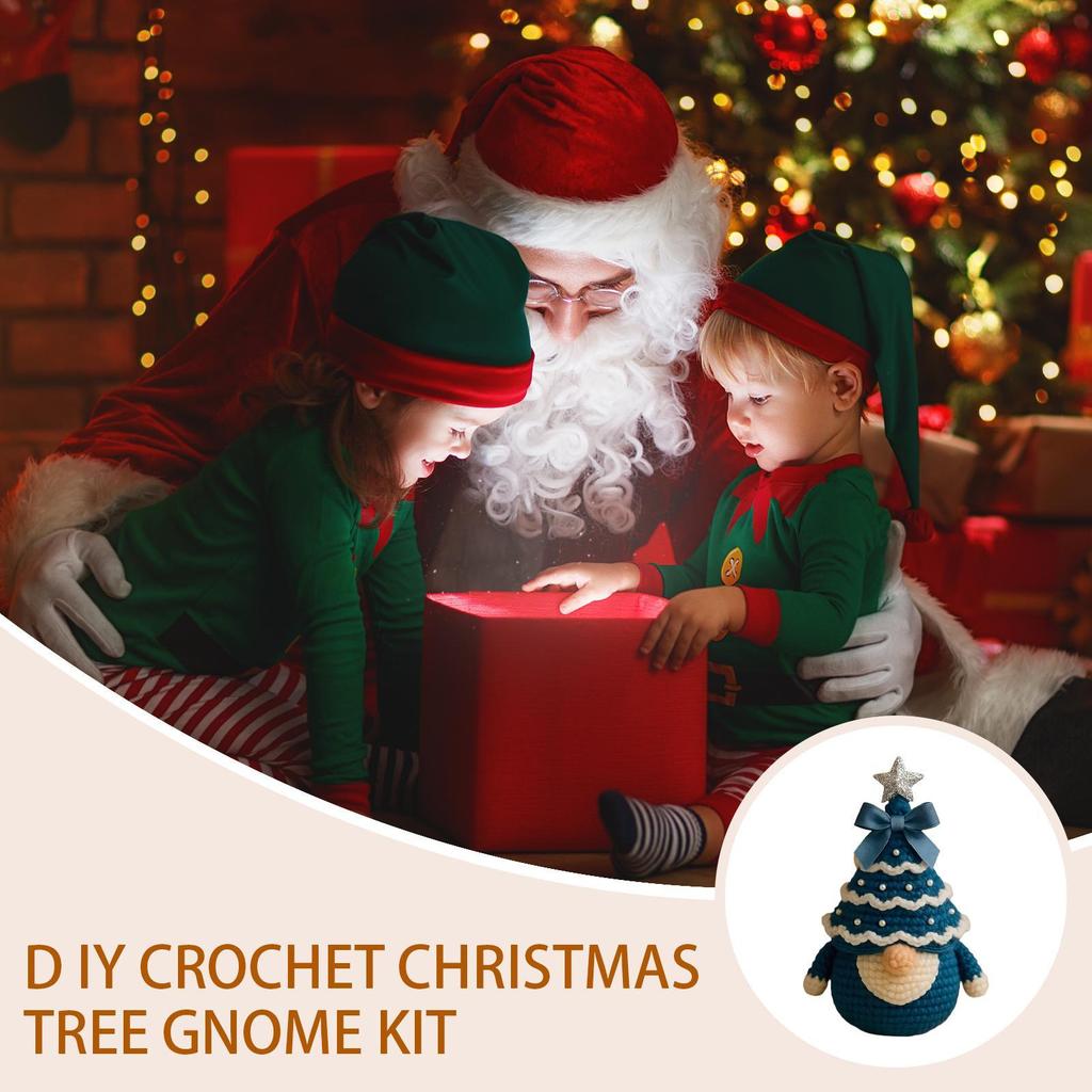 DIY Christmas Crochet Kit Crochet Christmas Tree Gnome Kit Handmade Knitting Set For Art Teachers Holiday Family Bonding Craft