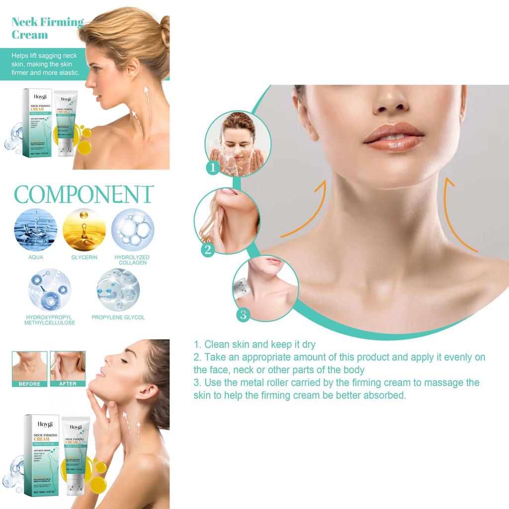 Hoygi Neck Firming Cream Gentle Moisturizing Tightening Radiant Skin Hydration Anti-aging Properties For Youthful Appearance 100g
