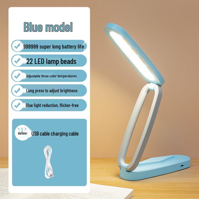 USB Rechargeable Folding LED Desk Lamp - Eye Protection Study & Reading Light for Students