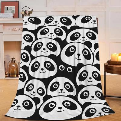 Funny Panda Blanket Cute Panda Soft Cozy Throw Blanket Animal Decor Super Plush Warm Stuff Lightweight Fleece Flannel Blankets