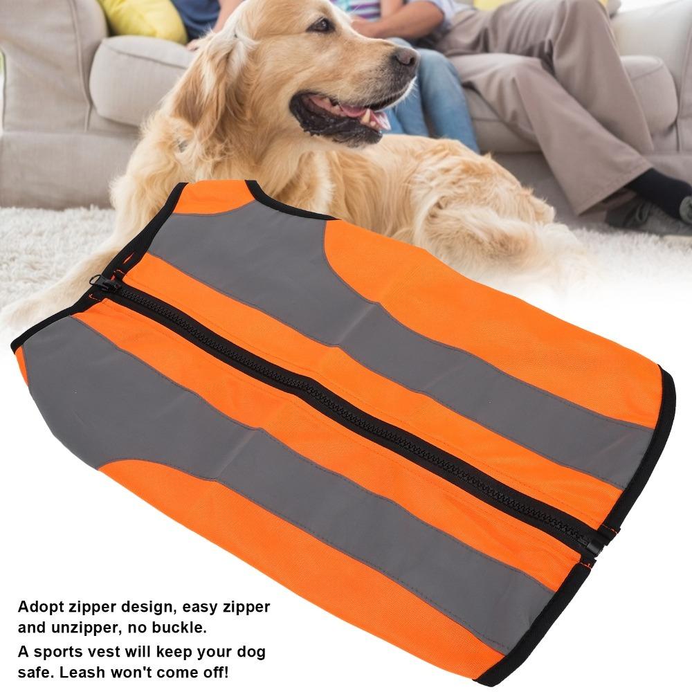 Zipper Closure Pet Dog Clothes Polyester Thin Fabric Night Visible Dog Outfit Road Safety Travel