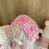 Elegant Pink Plaid Headband Imitation Pearl Lolita Hair Band Lace Bow Hair Accessory  Daily Wear