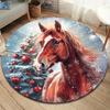 elegant horses Round Area Rug,Carpet Rug for Living Room Bedroom Sofa Playroom Decor,Non-slip Floor Mat