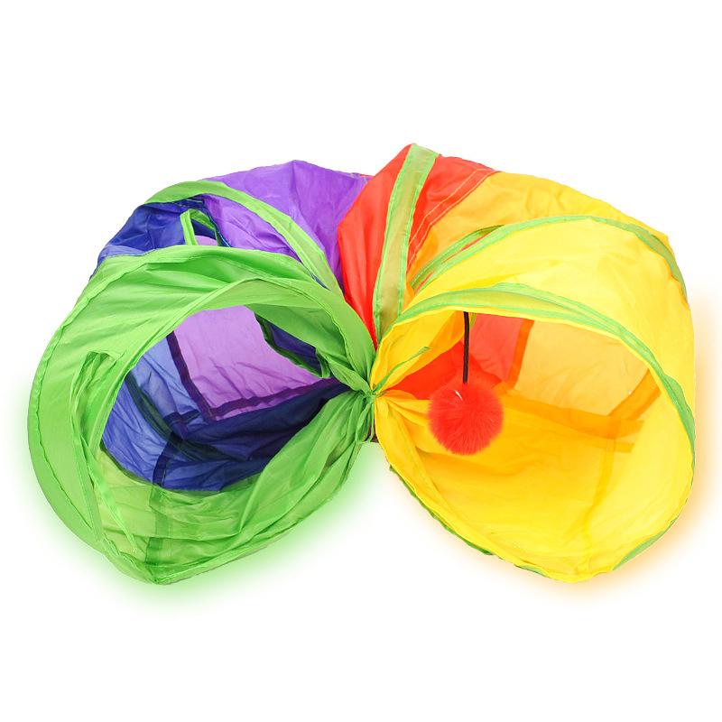 Cat Toy Collapsible Cat Playing Tunnel Connectable Cat Tunnel Indoor Cat Tube Toys Foldable Drill Hole Kitten Colorful Pet Toys