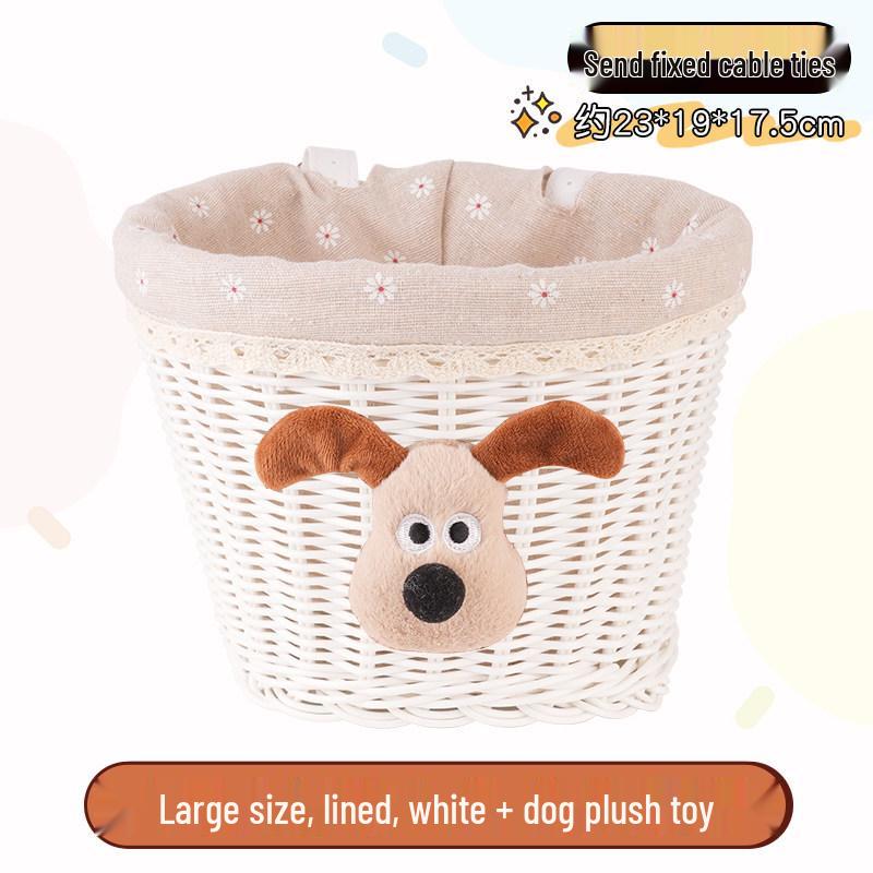 Retro Woven Front Basket for Children's Bicycles, Scooters, or Doll Strollers