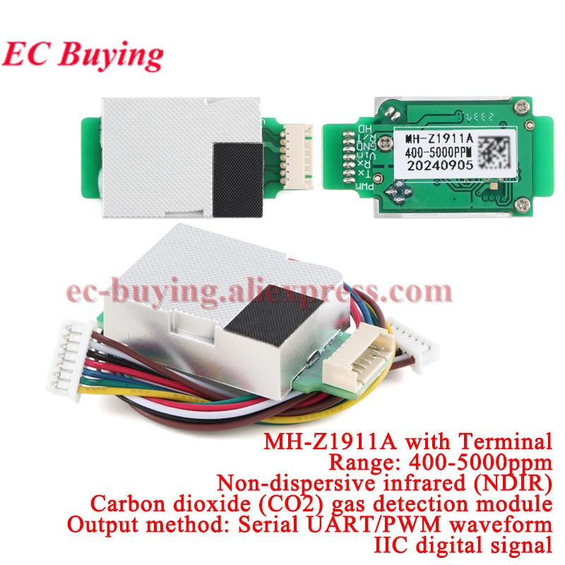 

MH-Z19 MH-Z19E Winsen IR Infrared CO2 Sensor Module Carbon Dioxide Gas Sensor NDIR for CO2 Monitor 400-5000ppm UART PWM Output MH-Z1911A with Cable