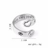 I will love you forever heart-shaped dog paw hollow ring, European and American jewelry
