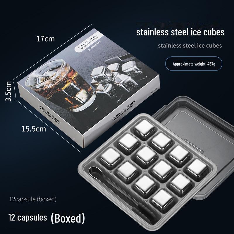 Stainless Steel Ice Cube Gift Set for Whiskey, Wine, and Beer