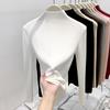 Semi-turtleneck white angola red knitted sweater women's autumn and winter slim-fitting and thin top basic inner bottoming shirt