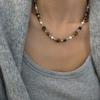 Maillard autumn and winter tiger's eye stone pearl necklace retro elegant and versatile personality neck chain collarbone chain