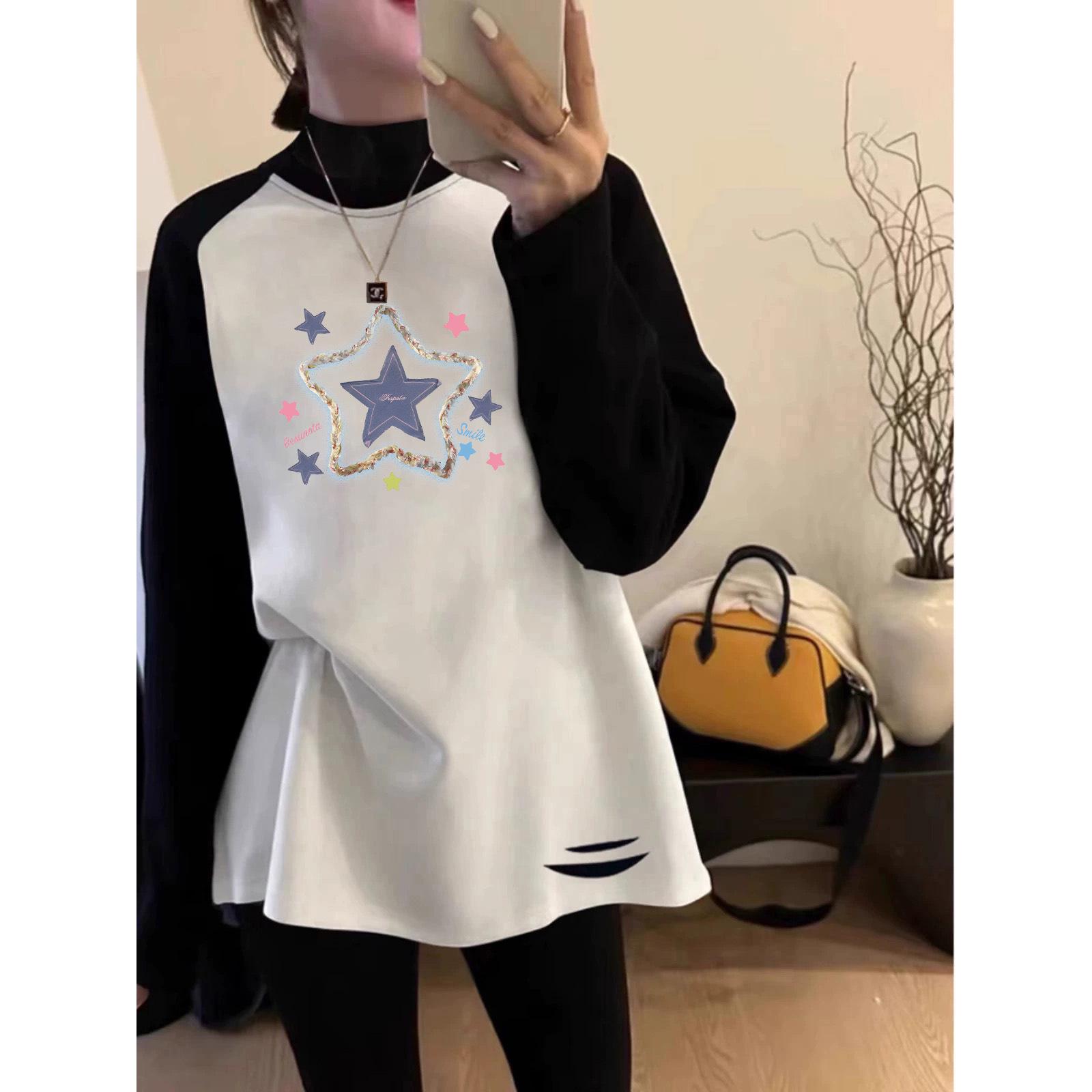 

Women s 2025 Autumn/Winter Turtleneck Top, Mid-Length, Pairs with Shark Pants X-Large