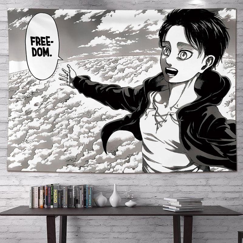 Vertical Attack On Titan Anime Tapestry Cartoon Wall Art Hanging For Bedroom Dorm Living Room Home Decoration
