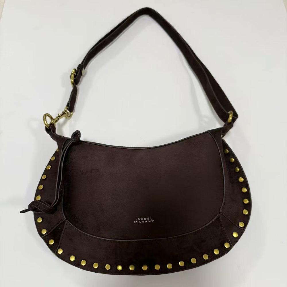 Французская Ретро заклепка Классическая Полумесяц Кожаная Сумка через плечо Сумка