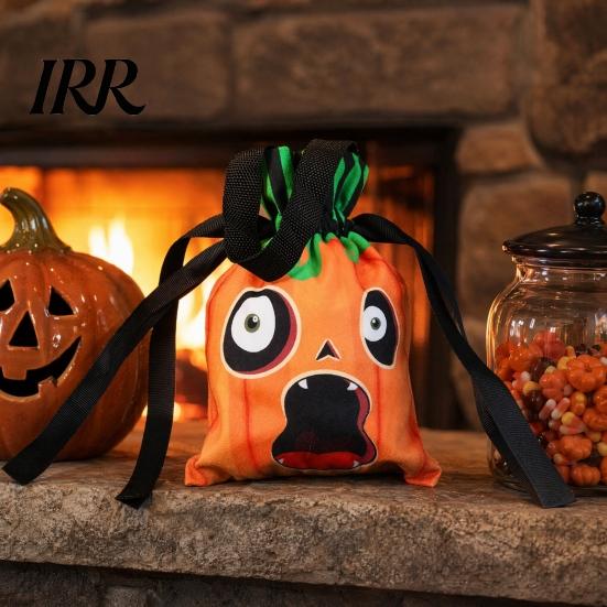 Halloween Candy Bag Pumpkin Ghost Tote Bag, Trick or Treat with Thick Cotton Double Side Print, Sturdy Reusable Party Favor Gift for Kids Durable Or
