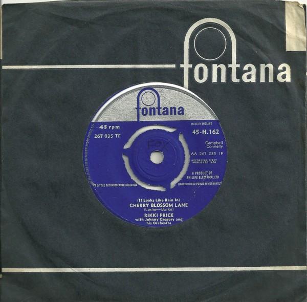 

7inch Record RIKKI PRICE - Cherry Blossom Lane 45H162 Fontana 1958 UK Pop Used