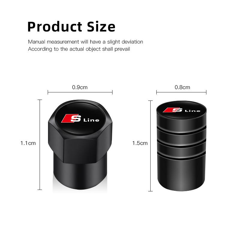 Car Styling Metal Car Tire Valve Caps Dust Prevention Accessories For v3 Sline A3 A1 A4 B8 B7 A6 C7 A5 A7 A8 B9 B6 C6 Q2 Q3 Q53v