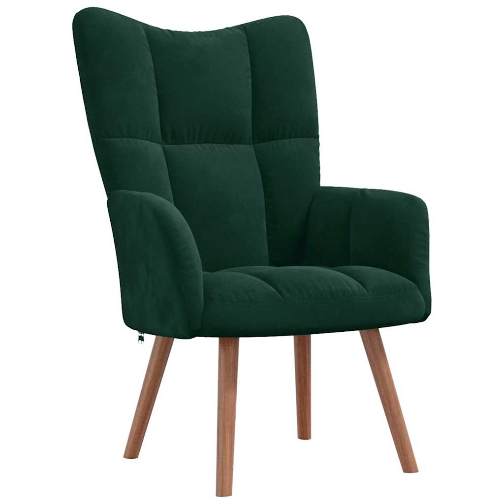 vidaXL Armchair with Footstool Dark Green Velvet