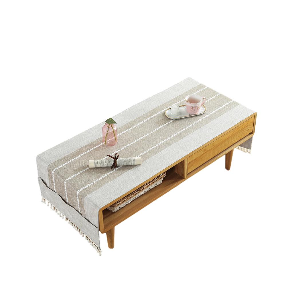 

Хлопково-льняная скатерть, прямоугольная ТВ-кабина, кофейная настольная бахрома, водонепроницаемая скатерть для столовой, сада 50*145cm,island/beige coffee