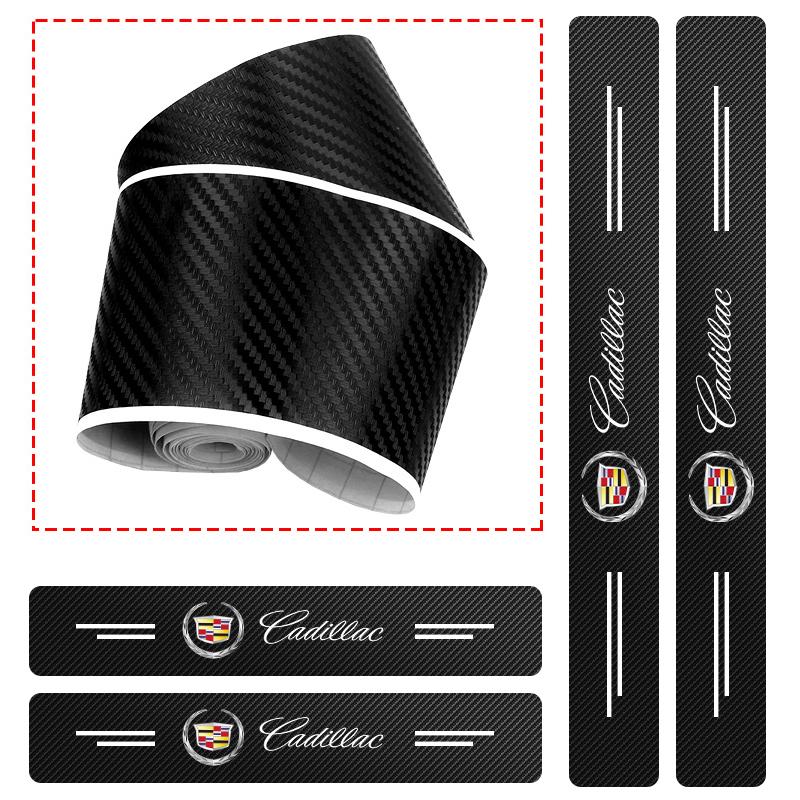 4Pcs Carbon Fiber Car Door Threshold Plate Stickers for Cadillac ATS CTS DTS STS SLS SLR XLR BLS Seville Escalade Tiburon CT6