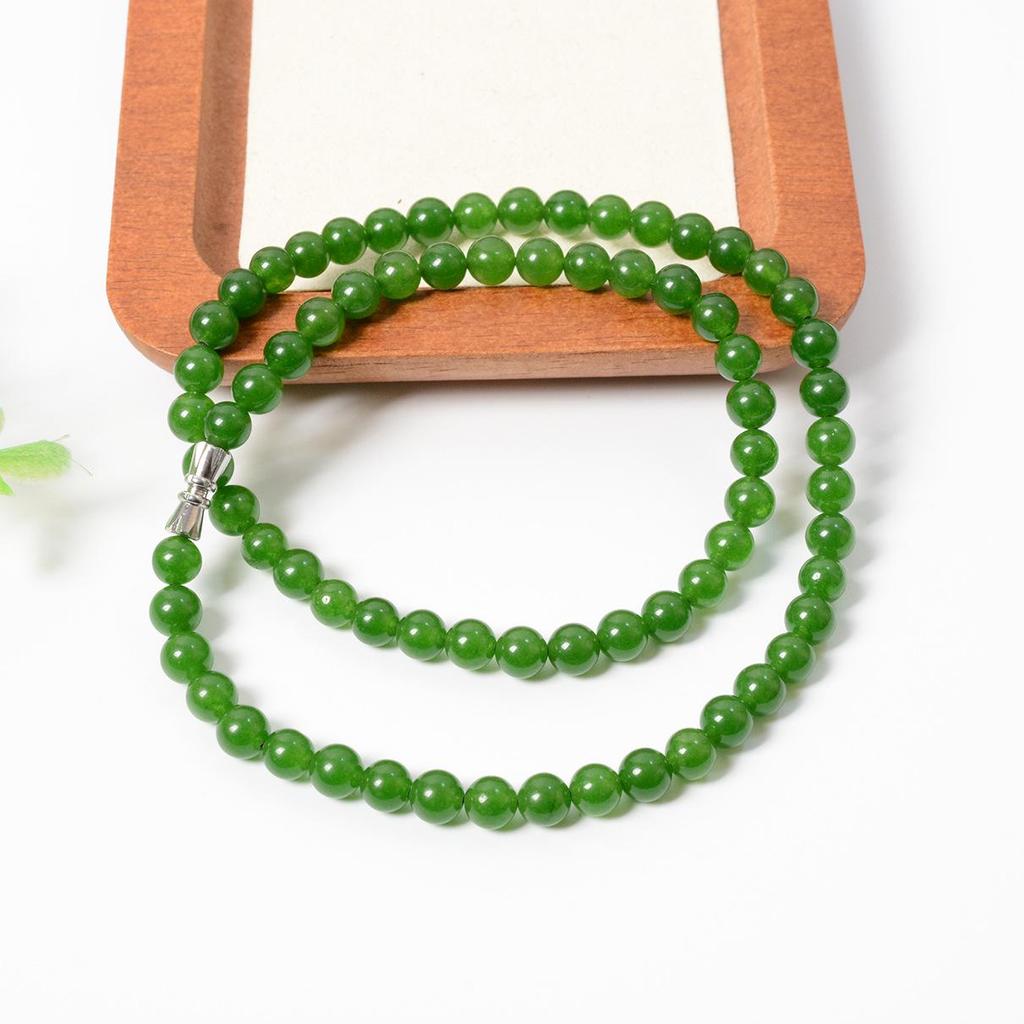 Spinach Green Quartzite and Taiwan Jade Beaded Necklace