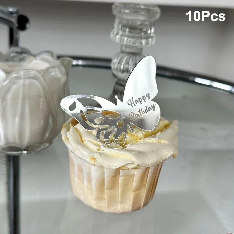 10 Stück Roségold Happy Birthday Party Kuchen Topper Happy Anniversary Acryl Kuchen Topper für Baby Geburtstagsparty Kuchen Dekorationen