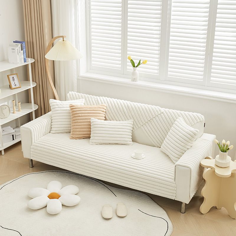 Rabbit Plush Straight Strip Sofa Cover Winter Thicken Plush Sofa Mat Couch Slipcovers for Living Room Solid Anti-slip Sofa Towel