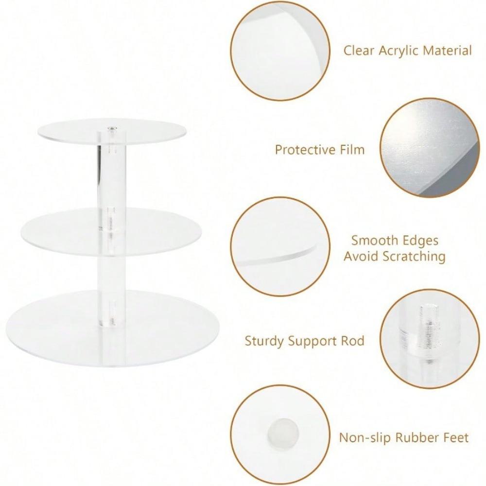 Cake Stand, Acrylic Round Cupcake Stand Clear Cupcake Tower Holder Display Stand for Party, Birthday, Wedding, Dessert, Shower Decor