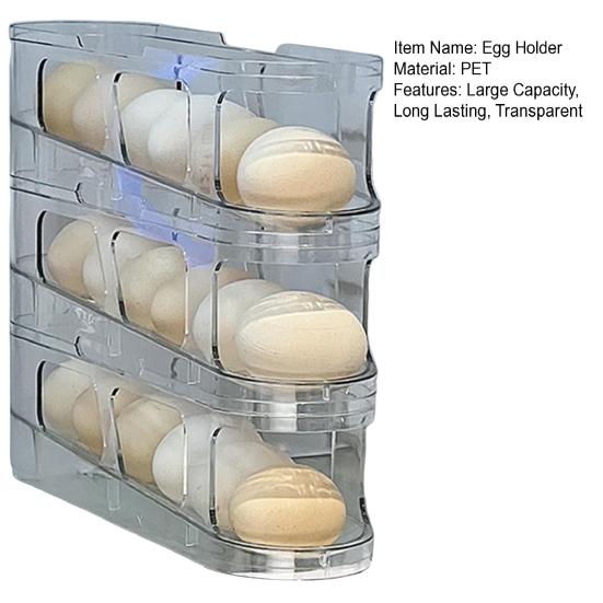 1/2/3Pcs Fridge Egg Holder Large Capacity Multi-layer Transparent Design Stackable
