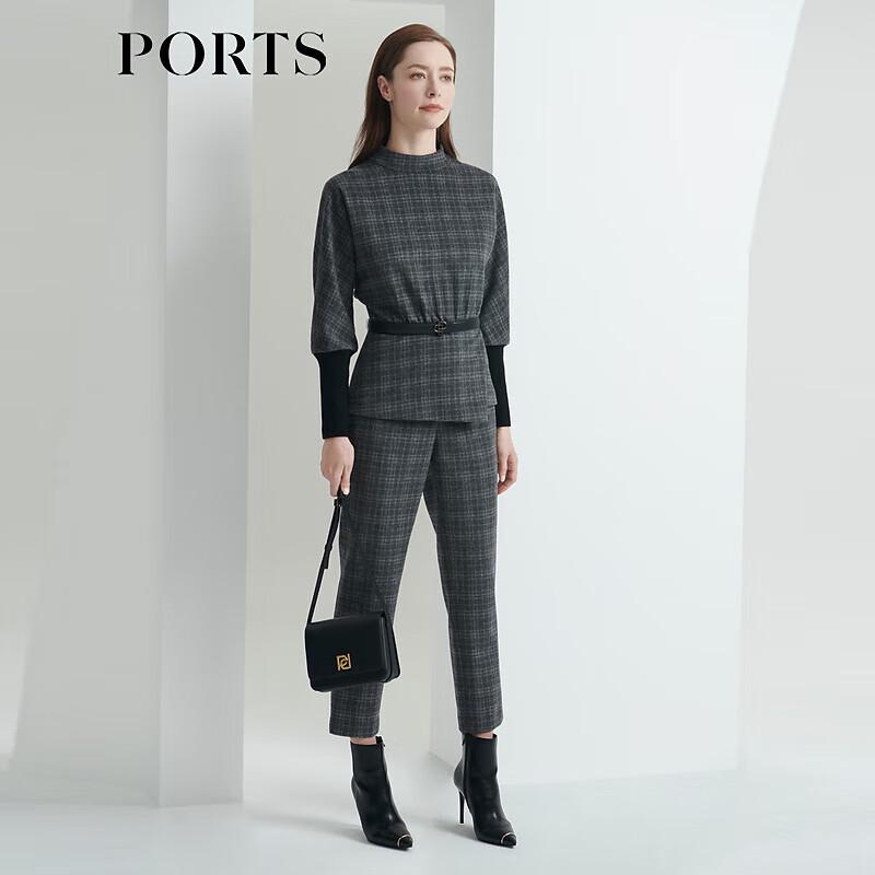 PORTS Women's Plaid Wool Casual Trousers