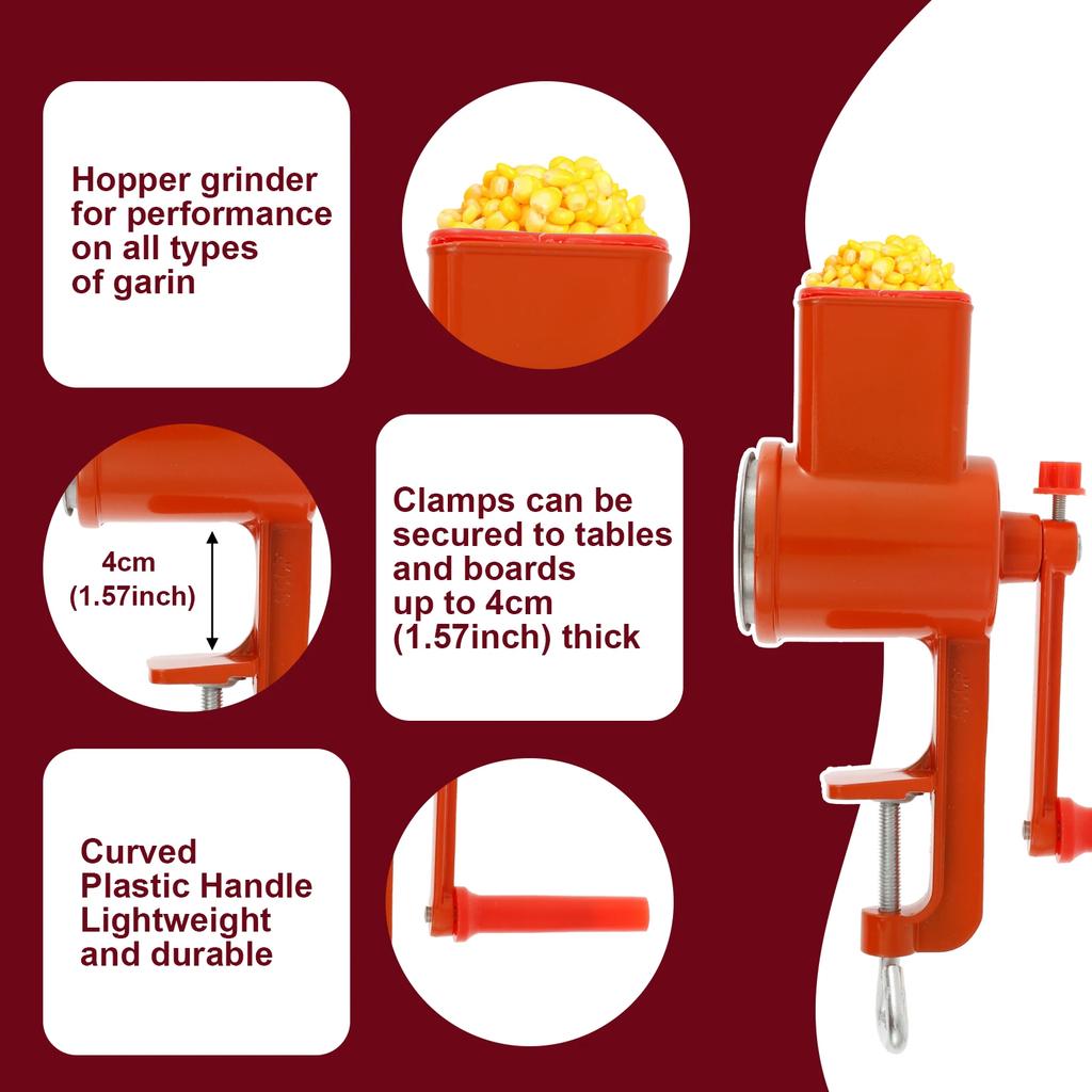 Hand Crank Grain Mill with Table Clamp Rustproof Manual Food Grinder with Blades for Home Kitchen Commercial Grinding Nut