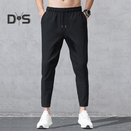 Pantaloni de vară pentru bărbați, cu buzunare întărite, cu cordon în talie, design casual, culoare solidă, pantaloni drepți