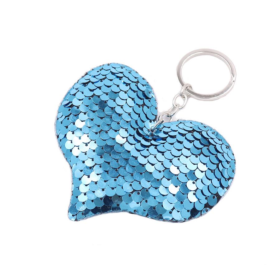 Double-Sided Reflective Sequin Heart Keychain - Colorful Bag Pendant & Car Keyring