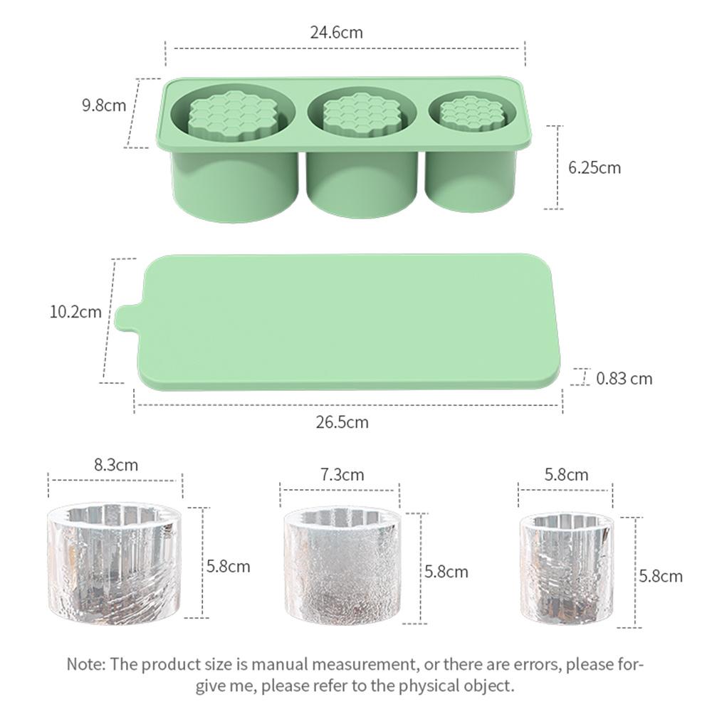 Ice Cube Tray for 20-30oz Stanley Cup Silicone Ice Mold With Lid for Making 3 Hollow Cylinder Cooling Coffee and Drinks
