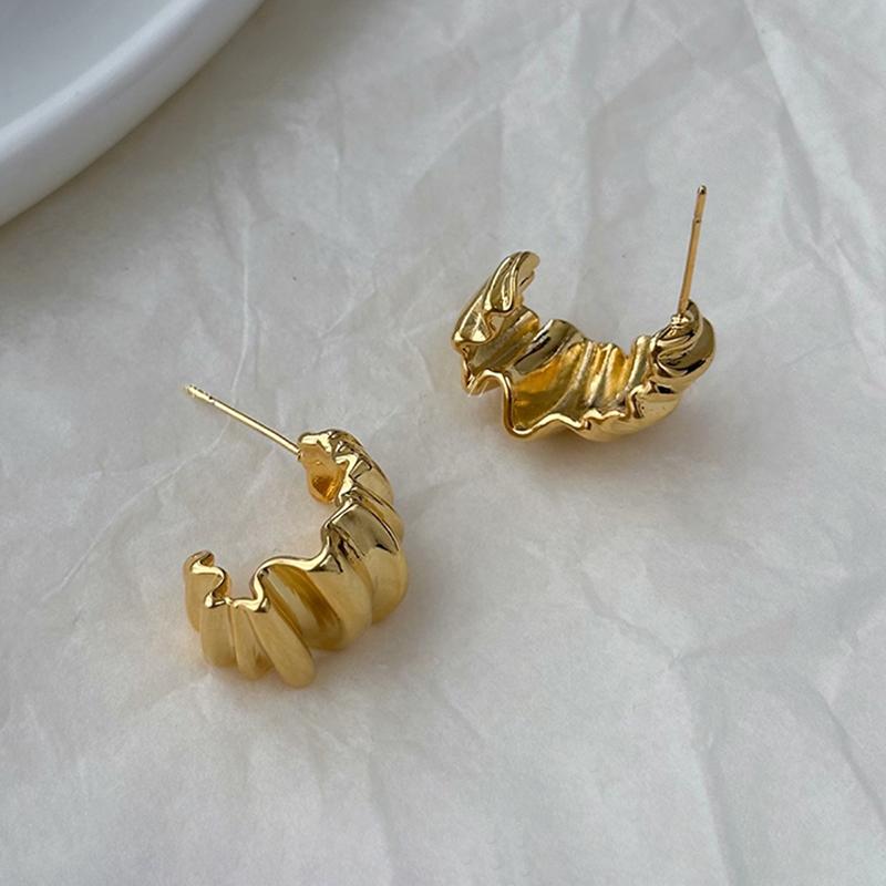 PONYKISS  Стерлинговое Серебро Минималистичные Неправильные Мятые Серьги-Гвоздики для Женщин Модные Изящные Аксессуары Легкой Роскоши