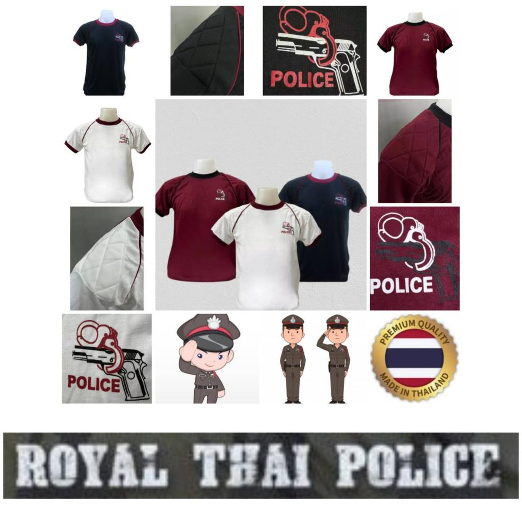 T-Shirt Thailändische Polizei Thailand Unterhemd Rundhalsausschnitt Kurzarm Pistole Handschellen Gepolsterte Schultern Druck Schnelltrocknend Uniform Männer Frauen Unisex
