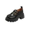 New inner height increase 8cm double-breasted buckle thick heel thick sole loafer single shoes women's small leather shoes women's