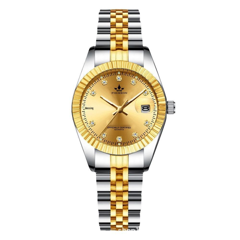 Tycoon Gold Leuchtende Herrenuhr - Lupe Kalender, Bestseller, Grenzüberschreitende Partneroption