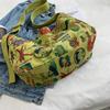 Bolsa feminina retrô de lona de grande capacidade, estampa de grafite, bolsa de mensageiro literária, bolsa de ombro para deslocamento diário, bolsa transversal versátil