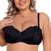 European and American Ultra-thin Double-breasted Underwire Lace Underwear Adjustable Large Size Half Cup Bra