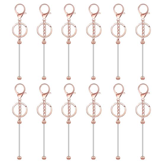 

12 шт. Сделай сам брелоки из бусин, нержавеющие, прочные, ручной работы, подвески для брелоков, брелоки для поощрения в классе, инструменты для рукоделия 12pcs розового золота
