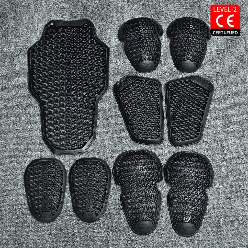 Black Full CE Level 2 Motorcycle Armor, Back Pad, Shoulder and Elbow Protection Set for Motorcycle Jacket Replacement