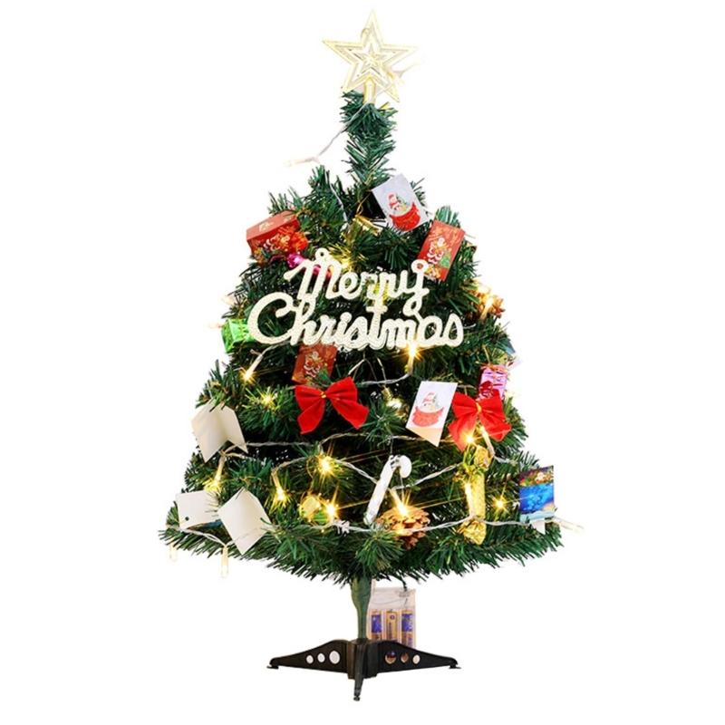 30/40/60cm DIY Christmas Tree Desk Decor Ornament Small Christmas Tree Set Tabletop Artificial Tree Set with Lights 1