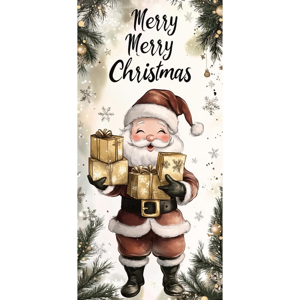 Cartoon Santa Claus Door Cover Christmas Outdoor Decoration Home Door Lining 2024 Xmas Ornament 2025 New Year Party Home Banner